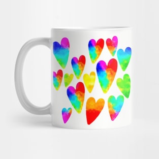 Neon Rainbow Watercolor Hearts Mug